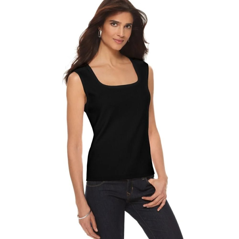 Aldila Square neck black sleeveless top